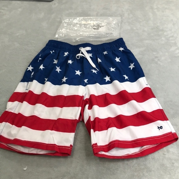 Tipsy Elves American Flag Swim Trunks Size Small New